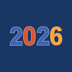 Happy new year 2026 A bold and vibrant graphic illustration symbolizing the beginning of a new year with a modern, eye-catching design