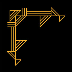 Line geometric corner. Tribal ethnic decorative linear element.