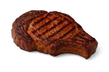 A delectable, juicy grilled steak, perfectly cooked, on a transparent background.