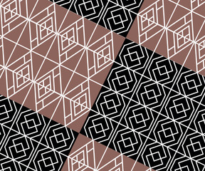 Vintage Geometric Pattern Set with Textured Shapes for Trendy Seamless Wallpaper Decor