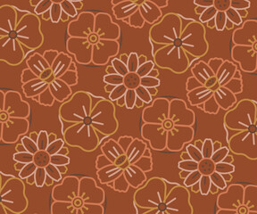 Modern Trendy Floral Seamless Vector Illustration with Geometric Shapes for Fashion Fabric and Home Decoration