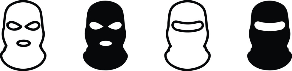 bandit four mask icons set vector 