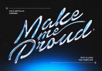 Cold Metallic Chrome Text Effect Mockup