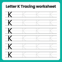 Capital Letter K Tracing Worksheet &ndash; Uppercase Handwriting Practice Page
