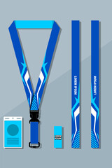 Lanyard Design Template Set for All Company In blue Color combinations EPS 10