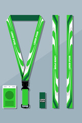 Lanyard Design Template Set for All Company In green color combinations EPS 10