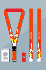 Lanyard Design Template Set for All Company In orange Color combinations EPS 10