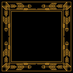 Line geometric frame. Tribal ethnic decorative linear background.
