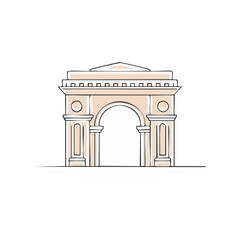 Fototapeta premium Arched Building Illustration, Classic Archway Design, Building Entrance Line Art