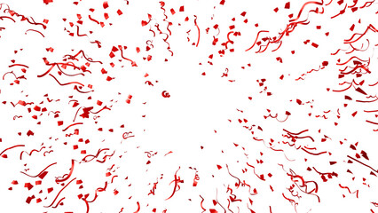 explosion of lucky red confetti. festive 3d render of falling streamers for chinese new year and asian holiday celebrations.