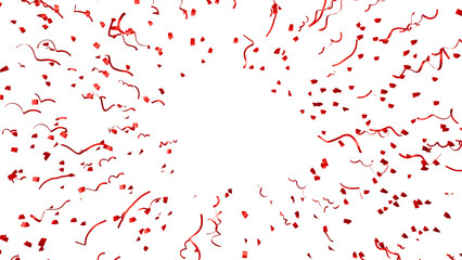 dynamic burst of red party decorations. isolated 3d illustration of scattered paper symbolizing luck and fortune for tet holiday.