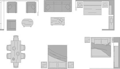 Architectural Floor Plan Layout Sketch | Interior Space Planning Blueprint Illustration