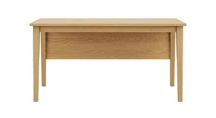 Wooden dining table isolated on white background front view
