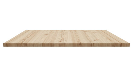 Wooden tabletop surface isolated on white background front view
