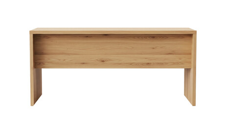 Modern wooden desk isolated on white background front view
