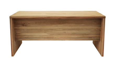 Wooden office desk isolated on white background front view
