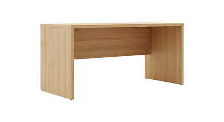 Wooden office desk isolated on white background front view
