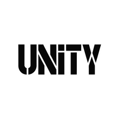 Bold black unity text logo on white background