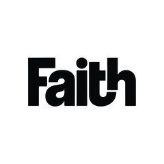 Bold black text word faith on white background