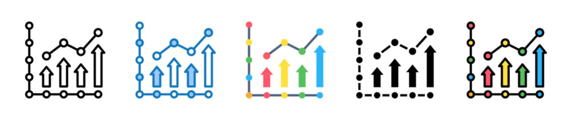 Progress Chart multiple style icons set design vector illustration. 