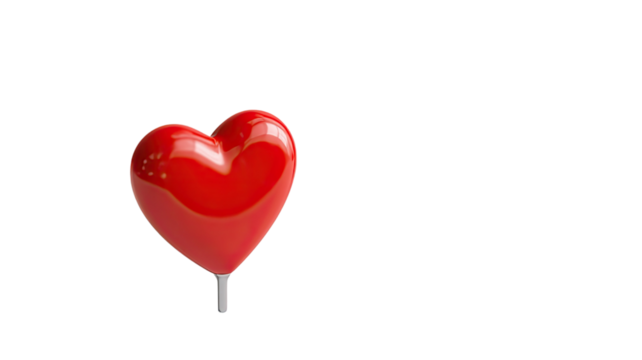 Red heart pin point icon featuring smooth rounded marker shape creating bright expressive location symbol on white background - Powered by Adobe