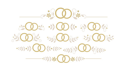 Floral wedding rings divider with elegant ring motif and ornamental dividers. Ideal for marriage celebration designs, invitations, and decorative borders with timeless appeal