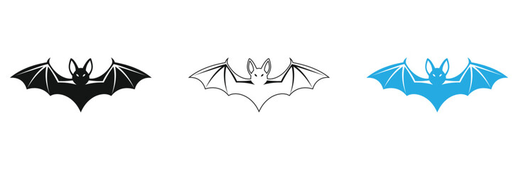 Stunning collection of bat silhouette icons offering solid outline and vibrant color options for design projects
