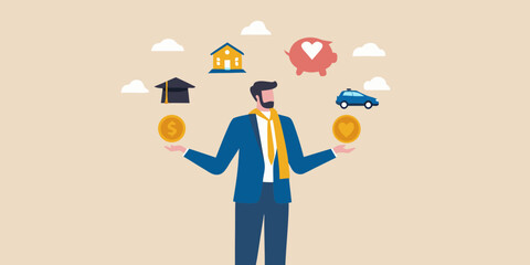Balancing life priorities a man juggling home finance and personal well being