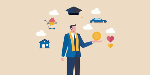 A man contemplates life choices career love home and financial stability