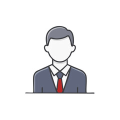 Obraz premium Business Person Profile Illustration: Man in Suit and Tie Icon for User Avatar or Website