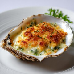 Deliciously baked oyster with crispy topping.