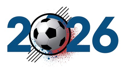 Futuristic 2026 soccer championship logo design with dynamic ball and abstract elements