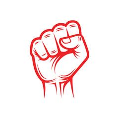 Vibrant Red Clenched Fist Symbol on White for Power, Unity, and Activism
