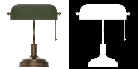 3D rendering illustration of a Banker's Lamp