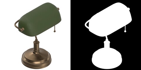 3D rendering illustration of a Banker's Lamp
