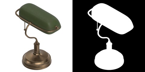 3D rendering illustration of a Banker's Lamp