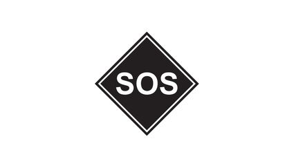 A striking black diamond shape boldly displays the letters sos within offering a versatile design element on transparent background silhouette high quality professional detailed modern elegant