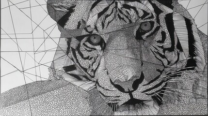 Line Art Tiger Portrait