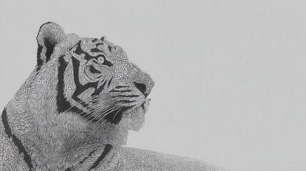 Tiger Head Line Drawing