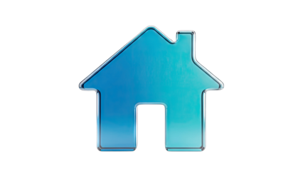 Blue House Icon on White Background