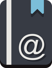 Fototapeta premium Closed notebook features prominent email symbol, suggesting digital correspondence, communication, or online contact.