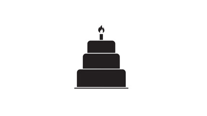 a minimalist depiction of a tiered birthday cake with a single lit candle atop presented in a bold silhouette on transparent background high quality professional detailed