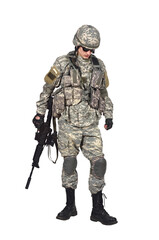 Obraz premium American soldier in camouflage uniform