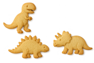 Delicious dinosaur cookies isolated on a transparent background for fun treats