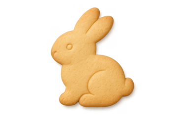 Delicious rabbit cookie isolated on a transparent background, perfect for Easter.