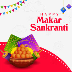 Makar Sankranti wallpaper with colorful kite for festival of India