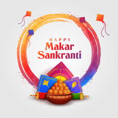Makar Sankranti wallpaper with colorful kite for festival of India