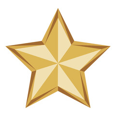 Golden star isolated on white background, gold star ideal for ratings, awards, achievements, quality, and celebration designs.
