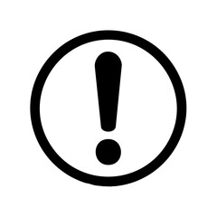 Exclamation point inside a circle signifying warning or attention needed, important information or potential danger