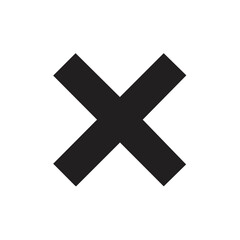 Simple Black Cross Icon Symbol Sign X Shape Isolated on a White Background